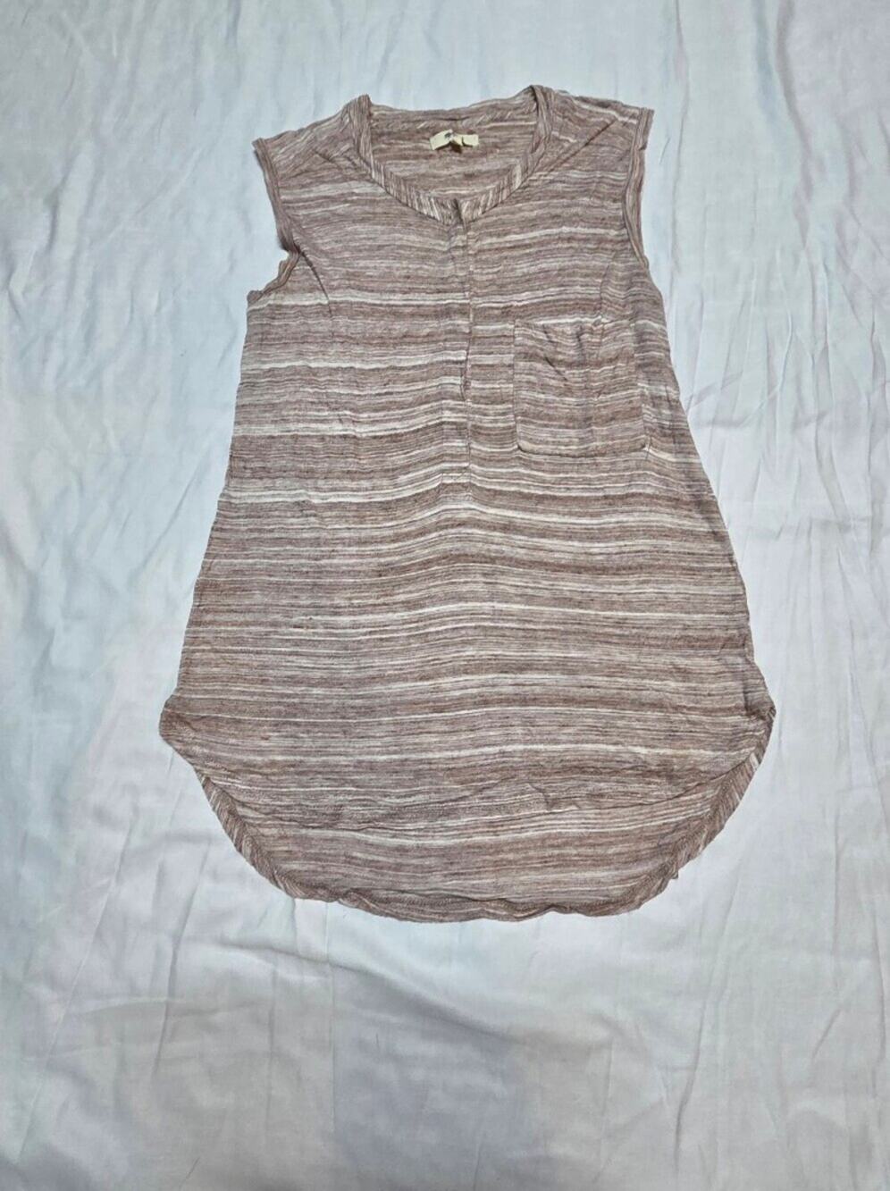Madewell Heathered Brown & Cream V-Neck Tee